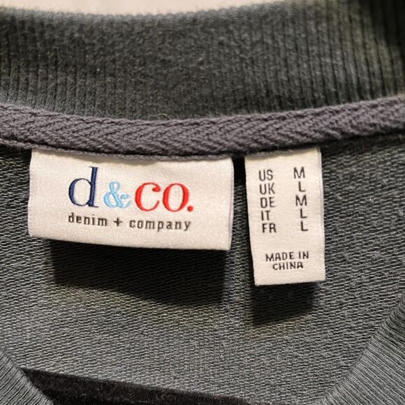 D &Co Denim & Company Jacket Womens M Gray Stretch Knit Zip Long Sleeve - Picture 10 of 11